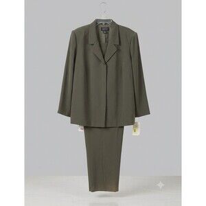 Olive Green Pant Suit Set Women 24W Blazer Pants Plus Size Career Suit Dillard’s